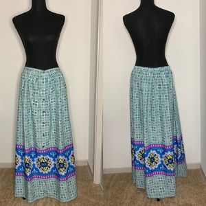 Printed Button-Down Maxi Skirt